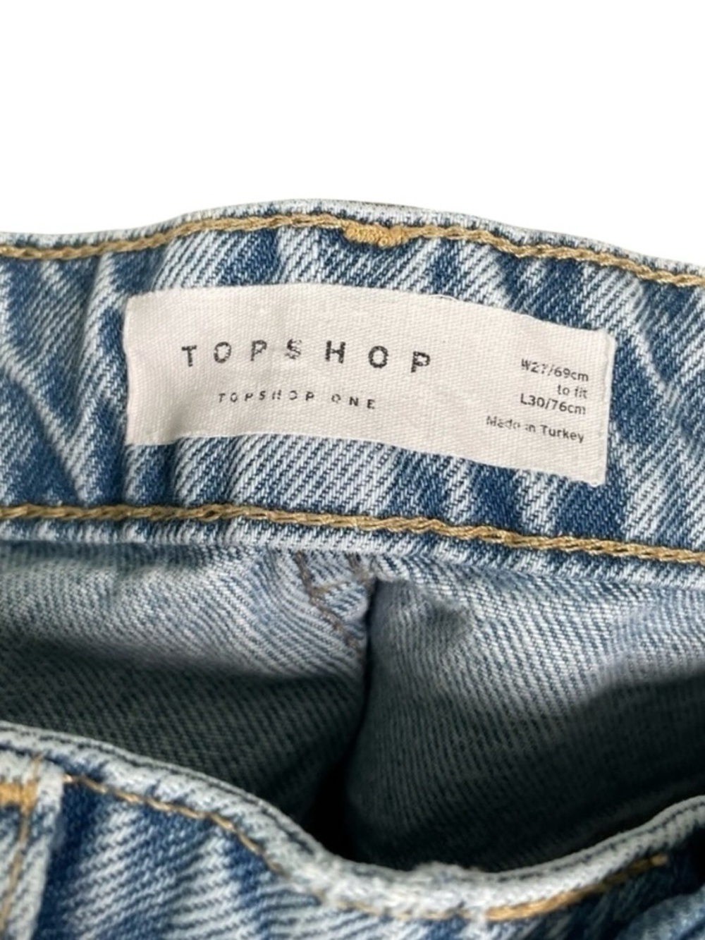 Topshop Size 27 Ripped Knee High Waist Oversize Mom Jeans Lightwash Denim - Picture 7 of 8